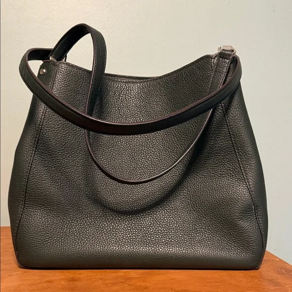 Dark Green Leather Tote - Picture 3 of 8